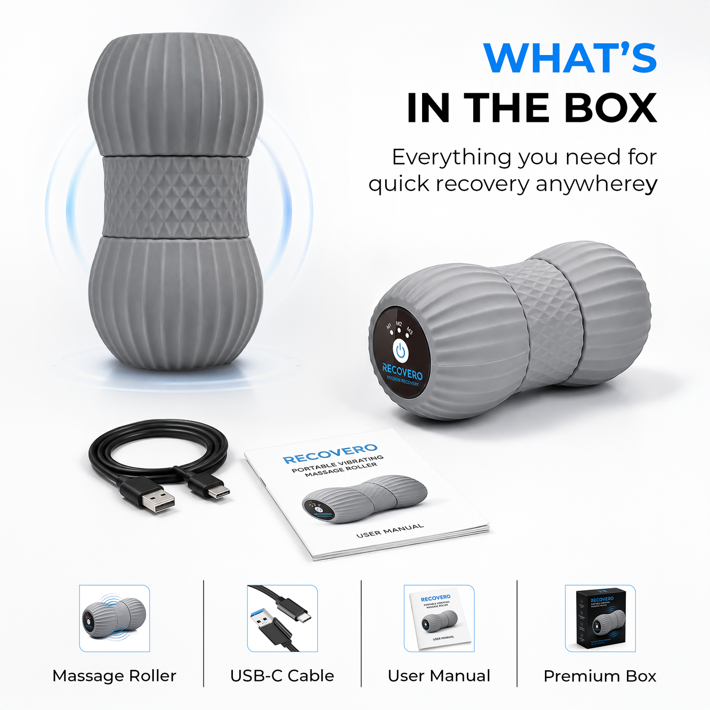 Recovero Portable Vibrating Massage Roller